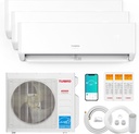 TURBRO 27,000 BTU 3 Zones Mini Split AC/Heating System, Ductless Multi Zones Inverter Mini Split Air Conditioner with Heat Pump, 24 SEER2, WiFi Enabled, Greenland (9K+9K+12K), 230V