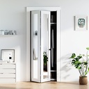 Bifold Doors for 30" x 80" Opening, 1-lite Mirror Closet Folding Doors with Hardware kit Included, Easy Assembly, White