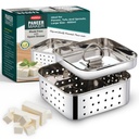 PANCA Machine à mouler en acier inoxydable grande taille, presse de panneau avec couvercle, machine à moule à presse tofu, séparateur de la laine (Square, 550ml de capacité)