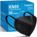 Masques visage Funight KN95 50 Pack 5-Ply Respirant Filtre Masques visage jetable noir