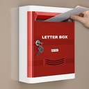 Boîte à suggestions Plantex / Boîte à lettres en plastique durable / boîte à lettres pour portail à domicile avec serrure à clé / boîte à plaintes pour hôtel / école / bureau - (Rouge et blanc), mur