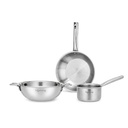 Ensemble 3 pièces Kadai, Frypan & Saucepan pour la cuisine en acier inoxydable 22 cm Kadai & Fry Pan 22 cm 14 cm Sauce Pan induction Bottom & Gas Cuisinière (LLTP3PCS)