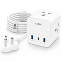 Rapoo SP30 6in1, Extension d'alimentation lourde, 3 prise AC, 2 USB A, 1 type C