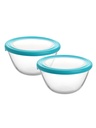 CELLO Ornella Bols ronds de mélange de verre pour cuisine avec couvercle Ensemble de 2 pièces, 500ml Transparent.