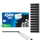Marqueurs d'effacement à sec EXPO, encre à faible odeur, noir, pointe fine, 12 comtes - tableau blanc, calendrier, organisation, fournitures essentielles pour bureau, école, classe, enseignants