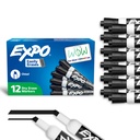 EXPO Dry Effase Markers, Low Odor Enk, Black, Chisel Tip, 12 Comte - Whiteboard, Calendrier, Organisation, Fournitures essentielles pour bureau, école, classe, enseignants