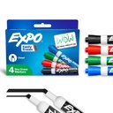 Marqueurs d'effacement à sec EXPO, Encre à faible teneur en or, Couleurs assorties, Astuce de chisel, 4 comtes - tableau blanc, Calendrier, Organisation, Fournitures essentielles pour bureau, école, classe, enseignants