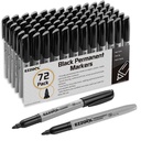 Ezzgol Permanent Markers Bulk, 72 Pack Black Permanent Marker Set, Fine Astuce, Marqueurs étanches, Stylos de protection contre les frottis Premium, Imperméable, Séchage rapide, Fournitures de bureau pour l'école, Bureau, Maison