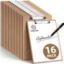 Clipboard HappyHapi 16 Pack, 8.5x11 Clip Board en vrac, Clipboard en bois