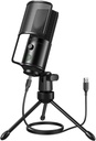 Microphone d'enregistrement de Podcast FIFINE, PC USB Condenseur Microphone pour streaming de musique vocale, micro de bureau d'ordinateur avec bouton Mute pour Windows/Mac OS-K669PRO1