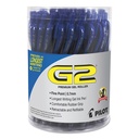 Pilot G2 Premium Gel Pen Commodity Pack, rétractable, fin 0,7 mm, encre bleue, barre bleue, 36/paquet