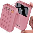 Lifelong Electronics 20000mAh 22.5W Banque de puissance de charge rapide de 4 câbles fixés – Type A + Type B + Type C + Lightning (en anglais seulement) pour les nouveaux et anciens appareils
