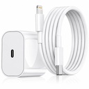 Chargeur et câble SuperFast 20W (Certifié Apple-MFi) Compatible avec iPhone 14/14Plus/14Pro/14Promax 13/13Pro/13Promax 12/12Pro/12/11/X/Xr Series (Blanc)