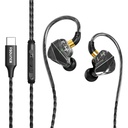 Servez les écouteurs filaires de type C dans l'oreille 14.2mm Dynamic Driver HD Mic Ergonomic Ecouteurs câble TPE anti-angle en ligne Commandes d'appel de musique Deep Bass Clear Sound for Everyday Use ProSeries(Black)