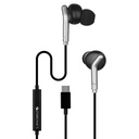 Zébronique Type-C Earphones filaires, en ligne MIC, Basse profonde, câble de 1,2m, 10mm Neodymium Driver, léger, conception dans l'oreille, compatible avec mobile, tablette, ordinateur portable (Bro C, noir)