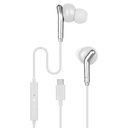 Téléphones écouteurs filaires de type C, MIC en ligne, Basse profonde, câble de 1,2m, 10mm Neodymium Driver, léger, conception en oreille, compatible avec mobile, tablette, ordinateur portable (Bro C, blanc)