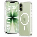 DIZORO cristal clair magnétique compatible avec iPhone 17 boîtier avec anti-rayonnement jaune anti-choc transparent