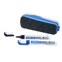 DOMS Fine Magnetic Whiteboard Set de marqueur duster , facile à essuyer , marqueur blanc rechargeable avec bonne Grip , lot de 2 marqueurs et 1 duster , encre bleue et noire , paquet de 1