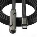 Câble USB C à USB C rapide 240W avec support de téléphone invisible, cord plat 90°
