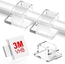 IMOX Mini clips de câble adhésifs - Supports muraux améliorés pour la gestion des câbles: petits clips de câble pour mur, sous bureau, lumières Diwali, voiture, Ethernet, crochet de fil électrique (paquet de 40)