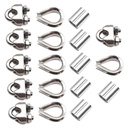 304 Ensemble d'accessoires de câble de câble en acier inoxydable M6 Tige d'argent et boucle de sertissage en aluminium pour câble de câble de 1/4 de pouce