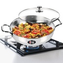 MILTON Pro cuisine 3-Layer Épaisseur Triple Fond I Induction Cuisinière et gaz Poêle Friandly Acier inoxydable Kadhai avec lard en verre 28cm.