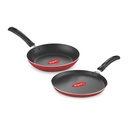 Pigeon en aluminium non bâton Tawa-Fry Pan Ensemble cadeau (Rouge) - Duo Pack