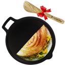 La vallée de l'Indus Tawa en fonte super lisse avec Spatule en bois libre pour Dosa/Chapathi 27,6cm/10.8 pouce, 2kg