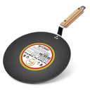 amicus Kitchen Premium Tawa en fer pour Roti Chapati Tava en fer concave avec poignée en bois 10 pouces 1,2 Kg Noir grade alimentaire lisse 100% polyvalent Tawa