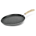 BERGNER Bellini Plus Aura 5-Layer Non-Stick 30 cm Dosa Tawa, Poignée de finition en bois doux tactile, sans danger alimentaire, sans SPFO, même distribution de chaleur, épaisseur 4mm, fond d'induction, garantie d'un an, noir