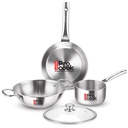 Milton Pro Cuisinière Induction Cuisinière & Cuisinière à gaz Friendly Triple en acier inoxydable 4Pc Ensemble d'articles de cuisine à thé 16 cm