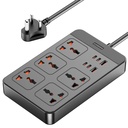 Ambrane Extension Board, 4 Type C, 2 USB, 5 Prises de courant internationales, sortie 2500W, câble long, option de montage mural, supporte la charge d'ordinateur portable pour le bureau, les appareils ménagers (SmartStrip 2 Pro, noir)