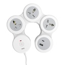 GM G-Hoop 4+1 Multi Plug Extension Board avec 2 Metre Cord.