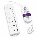 Conseil d'extension AILKIN DarkWoof 2500W/240V avec 5 chaussons universelles, 2 ports de recharge rapide USB et C de type C [Garantie de 1 an], interrupteurs individuels, indicateur de lumière, câble de 3M de niveau militaire