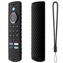 Boîtier de protection en silicone compatible avec Fire TV Stick 3rd Gen 2021 Remote Wrap Remote Cover with Lanyard (D-Black) [Remote NOT Inclus]