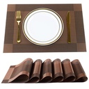 P-Plus Plaquettes internationales pour table à manger de cuisine, tapis de table en PVC lavable antidérapant résistant à la chaleur, tapis de dîner en vinyle (Brown, 6 Pack)