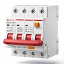 RCBO 4 Pole TYPE A 63A 30mA. 3 Phase + neutre Disjoncteur de courant résiduel avec surcharge et protection de court-circuit.