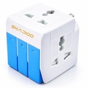Adaptateur universel SKADIOO Adaptateur 2 ans de garantie, 3-en-1, 5A - 250V Adaptateur Adaptateur universel de voyage Adaptateur tout en un, Adaptateur multi prise, Interrupteur individuel et Fuse Protégé (Blanc, Bleu)