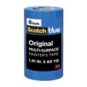 Ruban de peinture Scotch Original Multi-Surface Ruban de peinture, 1.41 pouces x 60 yards, 8 rouleaux, bleu, ruban protège les surfaces et retire facilement, ruban de peinture multi-surface pour usage intérieur et extérieur