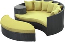 Modway Taiji Outdoor Wicker Patio Daybed with Ottoman in Espresso with Peridot Cushions