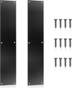 2Pcs Push Door Plate 12x3 Stainless Steel Door Push Plate Door Kick Plate,Brushed Doorplate Door Proection Metal Plate with 12 Screws for Door Interior Exterior Accessories(Black)