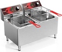 Deep fryers Commercial Deep Fryer 12L x 2 Large Dual Tank Electric Countertop Fryer for Restaurant with 2 Frying Baskets and Lids, 1800W x 2, 120V