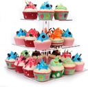 weddingwish 3 Tier Square Clear Acrylic Cupcake Stand, Clear Cupcake Display Stand Tower Tree, Tiered Cupcake Carrier Dessert Stands