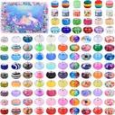 650 Pieces Assorted European Craft Beads Large Hole Lampwork Spacer Beads Colorful European Beads for DIY Necklace Bracelet Jewelry Making (Mixed Style 650 Pieces)