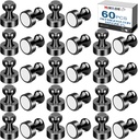 MIKEDE Whiteboard Magnets, 60Pcs Fridge Magnets Small Magnetic Push Pins Strong Magnets for Whiteboard, Black Neodymium Refrigerator Magnet Perfect for School, Classroom,Kitchen and Map Magnet