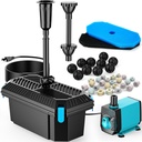 POPOSOAP Pond Filter with Pump Fountain Kits, 660GPH Pond Filter with 40W Pond Pump & Fountain Kit, Koi Pond Filters for Outdoor Ponds Clean, Clear, and Add Water Features(Corded Electric)