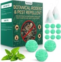 Rodent Mouse Repellent 14 Pack, Peppermint Oil Moth Balls for Mice Rats Deterrent, Natural Pest Control Mothballs for Rodents, Squirrels, Skunk, Mole, Gopher, Pets Safe, Indoor and Outdoor Use