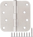 12 Pack Nickel Door Hinges Brushed Nickel 4 Inch Exterior/Interior/Front Door Hinge 4 Inch Silver 5/8" Radius Corner Residential Door Hardware Non-Removable Indoor Door Hinges 4"x4"Heavy Duty 8 Holes