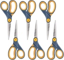 Westcott ‎17597 8-Inch Non-Stick Titanium Scissors For Office and Home, Blue/Gray, 6 Pack
