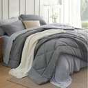 Bedsure Queen Comforter Set - 7 Pieces Reversible Grey Bedding, Queen Size Bed Set for All Seasons, Bed in a Bag with Down Alternative Comforter, Sheets, Pillowcases & Shams
